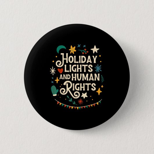Retro Holiday Lights And Human Rights Suprters Chr Button (Vorderseite)