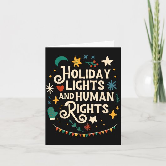 Retro Holiday Lights And Human Rights Suprters Chr Karte (Vorderseite)