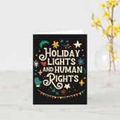 Retro Holiday Lights And Human Rights Suprters Chr Karte (Gelbe Blume)