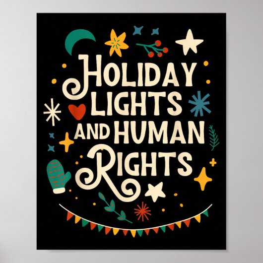 Retro Holiday Lights And Human Rights Suprters Chr Poster (Vorne)