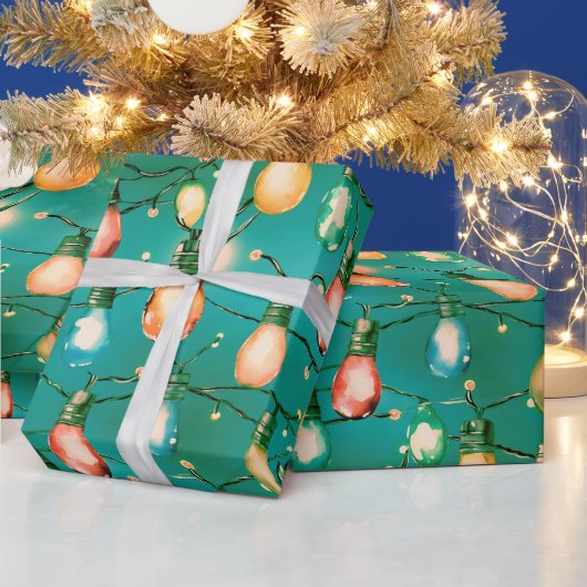 Retro Holiday Lights Spaß Niedlich Moderne Weihnac Geschenkpapier (Feiertage)