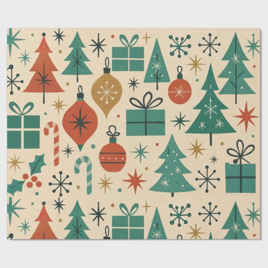 Retro Holiday Mid Centrum Modernes Geschenkpapier (Flach)