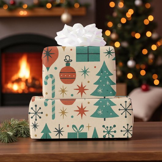 Retro Holiday Mid Centrum Modernes Geschenkpapier