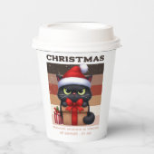 Retro Holiday Mocha Funny Cat Christmas Coffee Pappbecher (Vorderseite)