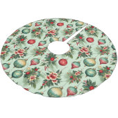 Retro Holiday Ornamente und Blume Weihnachten Polyester Weihnachtsbaumdecke (Schrägansicht)