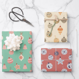 Retro Holiday Ornaments  Geschenkpapier Set