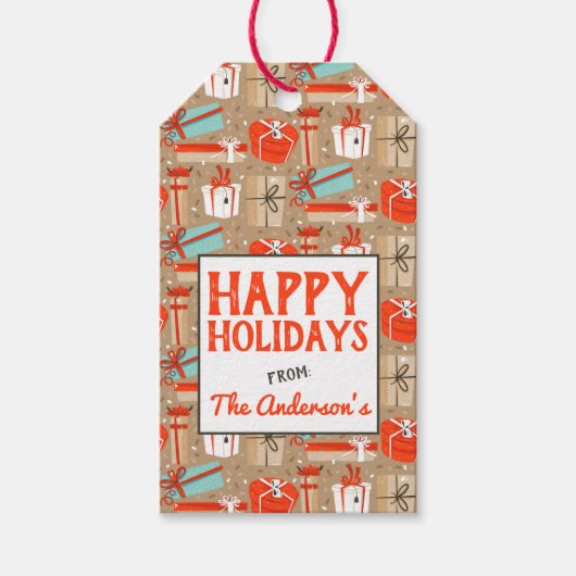 Retro Holiday Packages Geschenkmarke Geschenkanhänger (Vorderseite)