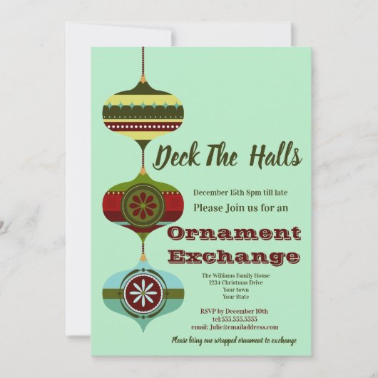 Retro Holiday | Party zum Austausch von Weihnachts Einladung (Vorderseite)