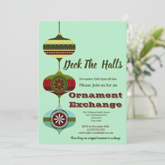 Retro Holiday | Party zum Austausch von Weihnachts Einladung (Stehend Vorderseite)