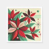 Retro Holiday Poinsettia Mitte Jahrhundert Découpa Serviette (Vorderseite)