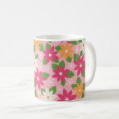 Retro Holiday Poinsettia - Pink Green Orange Kaffeetasse (VorderseiteRechts)