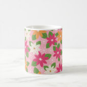 Retro Holiday Poinsettia - Pink Green Orange Kaffeetasse (Mittel)