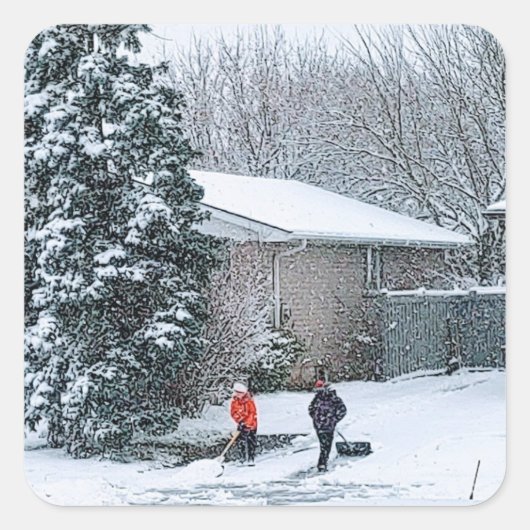 Retro Holiday Scene Quadratischer Aufkleber (Vorderseite)