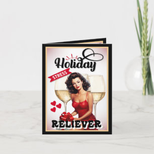 Retro Holiday Stress Reliever Pinup Dankeskarte
