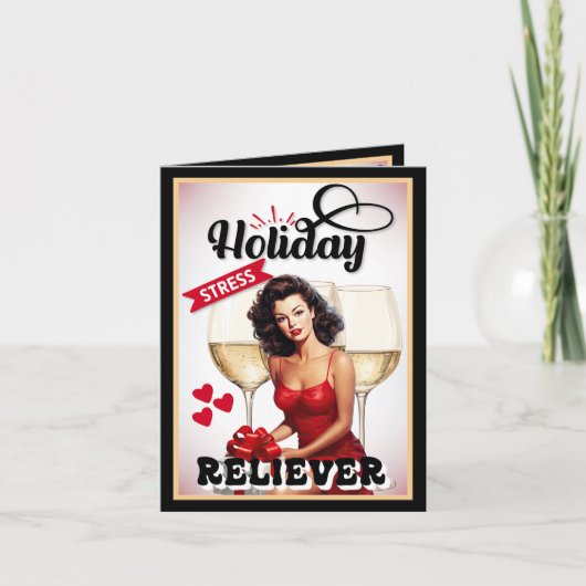 Retro Holiday Stress Reliever Pinup Dankeskarte (Vorderseite)