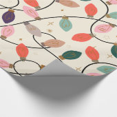 Retro Holiday String Lights Muster Geschenkpapier (Ecke)