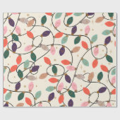 Retro Holiday String Lights Muster Geschenkpapier (Flach)