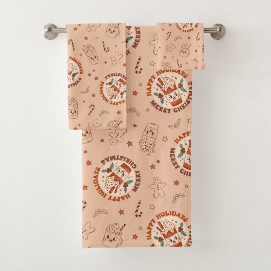 Retro Holiday Towels Funky Pastel Bathroom Style Badhandtuch Set (Insitu)