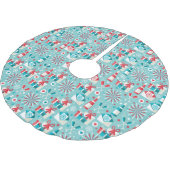 Retro Holiday Tree Skirt, gebürstetes Polyester Polyester Weihnachtsbaumdecke (Schrägansicht)