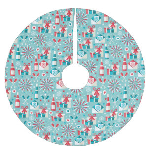 Retro Holiday Tree Skirt, gebürstetes Polyester Polyester Weihnachtsbaumdecke