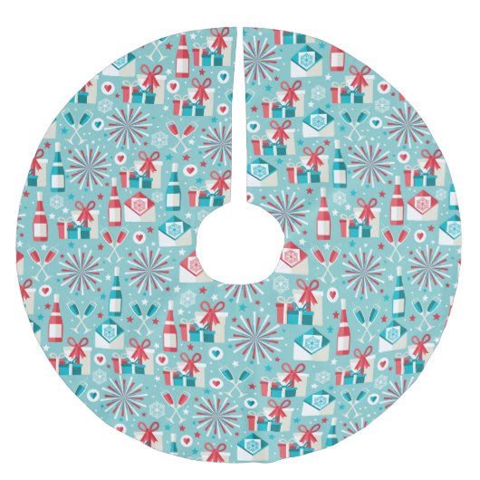 Retro Holiday Tree Skirt, gebürstetes Polyester Weihnachtsbaumdecke (Vorderseite)