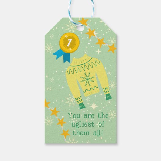 Retro Holiday Ugly Sweater Christmas Party Geschenkanhänger (Vorderseite)