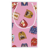 Retro Holiday Ugly Sweater Christmas Party Kleine Geschenktüte (Rückseite)