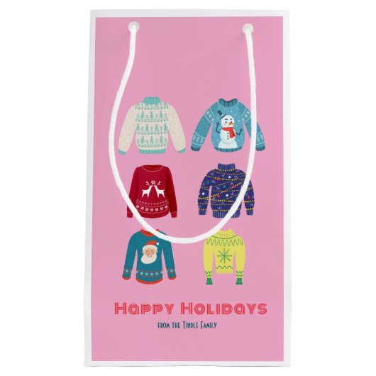 Retro Holiday Ugly Sweater Christmas Party Kleine Geschenktüte (Vorderseite)