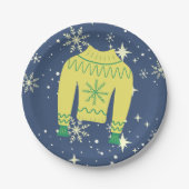Retro Holiday Ugly Sweater Christmas Party Pappteller (Vorderseite)