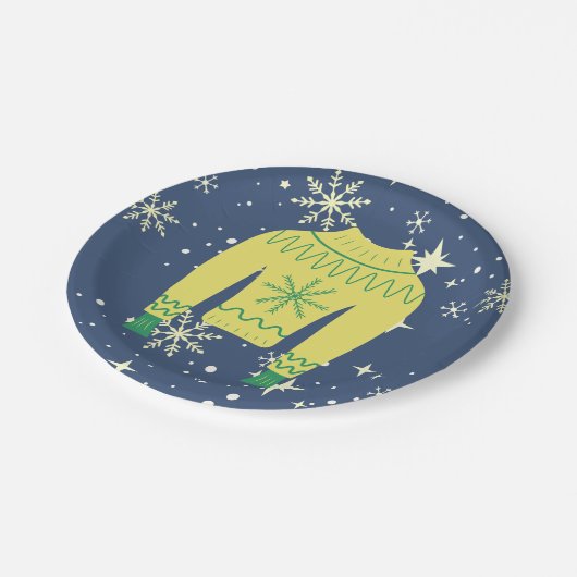 Retro Holiday Ugly Sweater Christmas Party Pappteller (Schrägansicht)