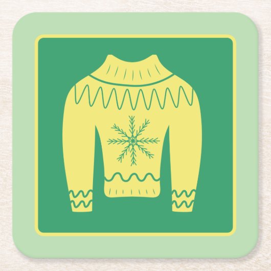 Retro Holiday Ugly Sweater Christmas Party Rechteckiger Pappuntersetzer (Vorderseite)