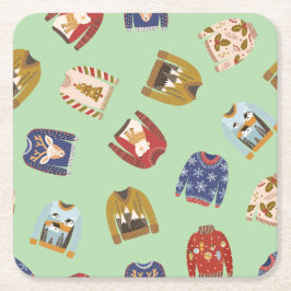 Retro Holiday Ugly Sweater Christmas Party Rechteckiger Pappuntersetzer