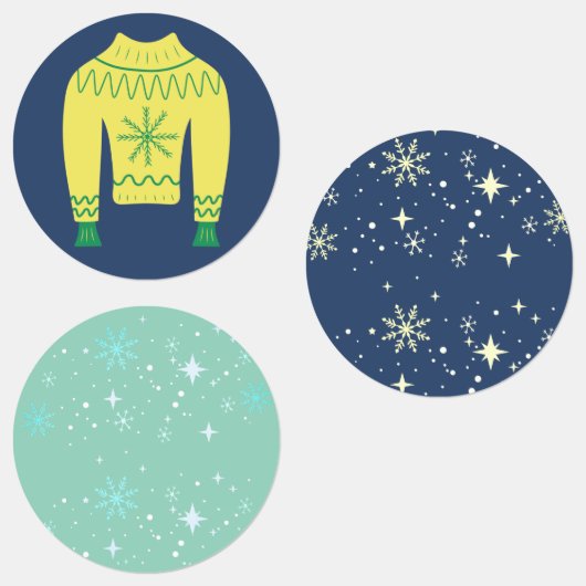 Retro Holiday Ugly Sweater Christmas Party Sticker (Gruppe)