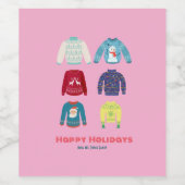 Retro Holiday Ugly Sweater Christmas Party Weinetikett (Einzelnes Label)
