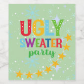 Retro Holiday Ugly Sweater Christmas Party Weinetikett (Einzelnes Label)