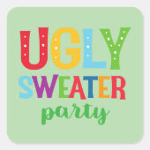 Retro Holiday Ugly Sweater Christmas Partys Square Quadratischer Aufkleber (Vorderseite)