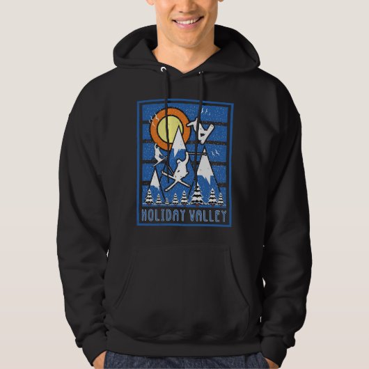 Retro Holiday Valley Ski Sunset Hoodie (Vorderseite)