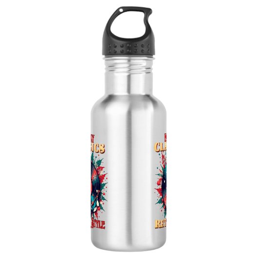 Retro Holiday Vinyl Magic Edelstahlflasche (Vorderseite)