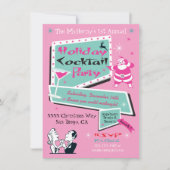 Retro Holiday Weihnachten Pink Party Einladungen (Vorderseite)