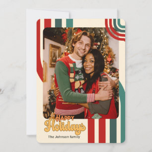 Retro Holiday Weihnachtsfreunde Familienkarte Einladung