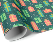 Retro Holiday Weihnachtsgeschenke Geschenkpapier (Rolleneckpunkt)