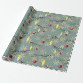 Retro Holiday Weihnachtswrapping Paper Geschenkpapier (Ungerollt)