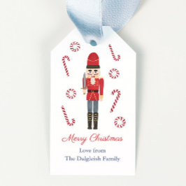 Retro Holidays Red Nutcracker Candy Canes Streifen Geschenkanhänger