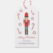 Retro Holidays Red Nutcracker Candy Canes Streifen Geschenkanhänger (Vorderseite)