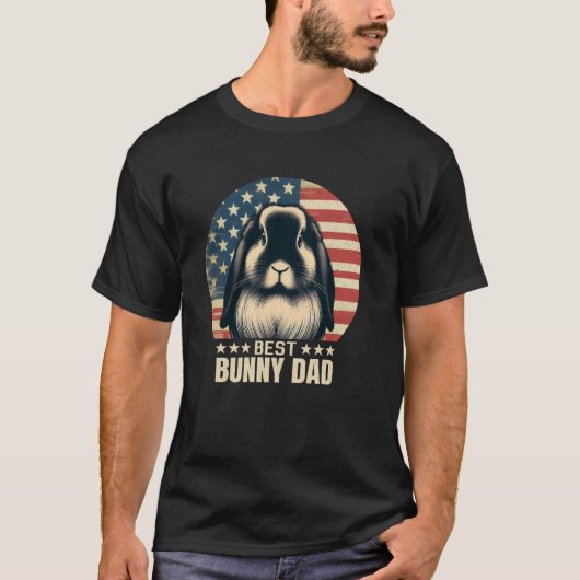 Retro Holland Lop Best Bunny Vater Rabbit 4. Juli T-Shirt (Vorderseite)
