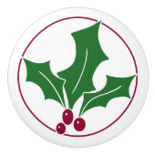 Retro Holly Berries I, Red Trim Keramikknauf (Vorderseite)