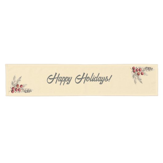 Retro Holly Berries und Evergreen Kurzer Tischläufer (Horizontal)