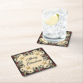 Retro Holly Berries und Evergreen Rechteckiger Pappuntersetzer (Vor Ort)