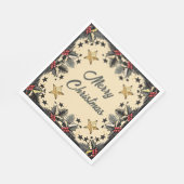 Retro Holly Berries und Evergreen Serviette (Ecke)