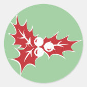 Retro Holly Blätter und Berries Holiday Stickers (Vorderseite)